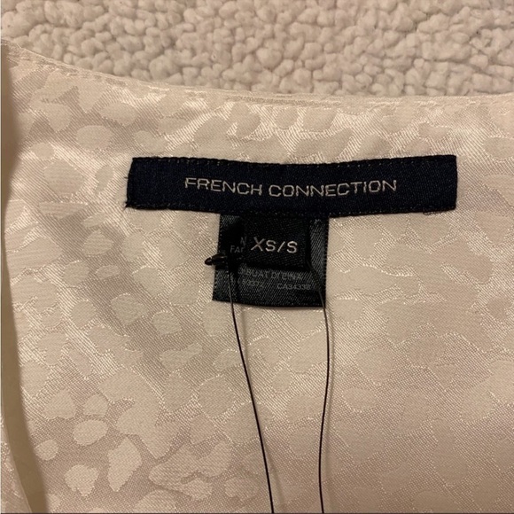 French Connection Shirt Chofa Drape V Neck Button Down Ivory Animal Print - Picture 10 of 14